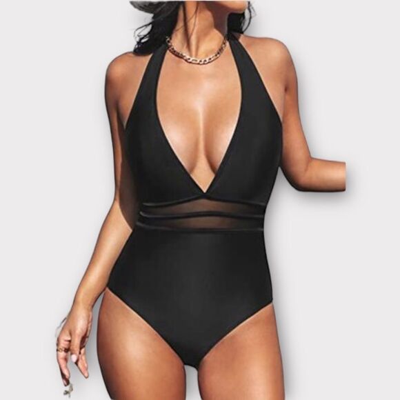 NWT Cupshe One Piece Black Swimsuit Size M - Picture 1 of 5